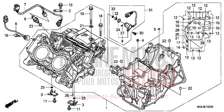 CARTER MOTEUR (VFR1200F) de VFR1200F Méca CANDY PROMINENCE RED (R342) de 2012